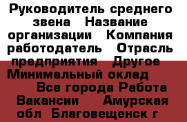 Руководитель среднего звена › Название организации ­ Компания-работодатель › Отрасль предприятия ­ Другое › Минимальный оклад ­ 25 000 - Все города Работа » Вакансии   . Амурская обл.,Благовещенск г.